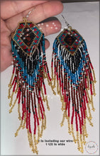 Load image into Gallery viewer, Indigenous Handmade Seed Bead Extra long Fringe Earrings Sterling Silver
