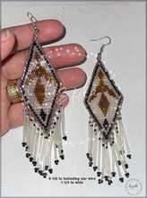 Load image into Gallery viewer, Indigenous Eagle Seed Bead Fringed Earrings Sterling Silver - 2 Colors
