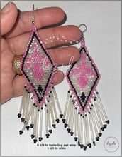 Load image into Gallery viewer, Indigenous Eagle Seed Bead Fringed Earrings Sterling Silver - 2 Colors
